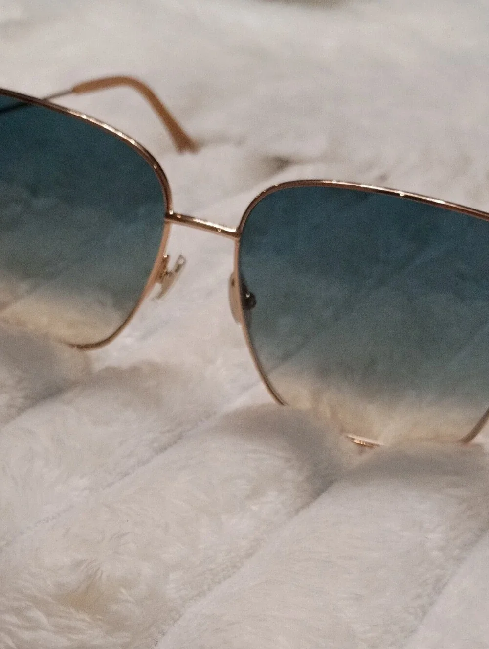 Jimmy Choo Hester Gold Frame Sunglasses with Blue Gradient Lenses & JC Hard Case